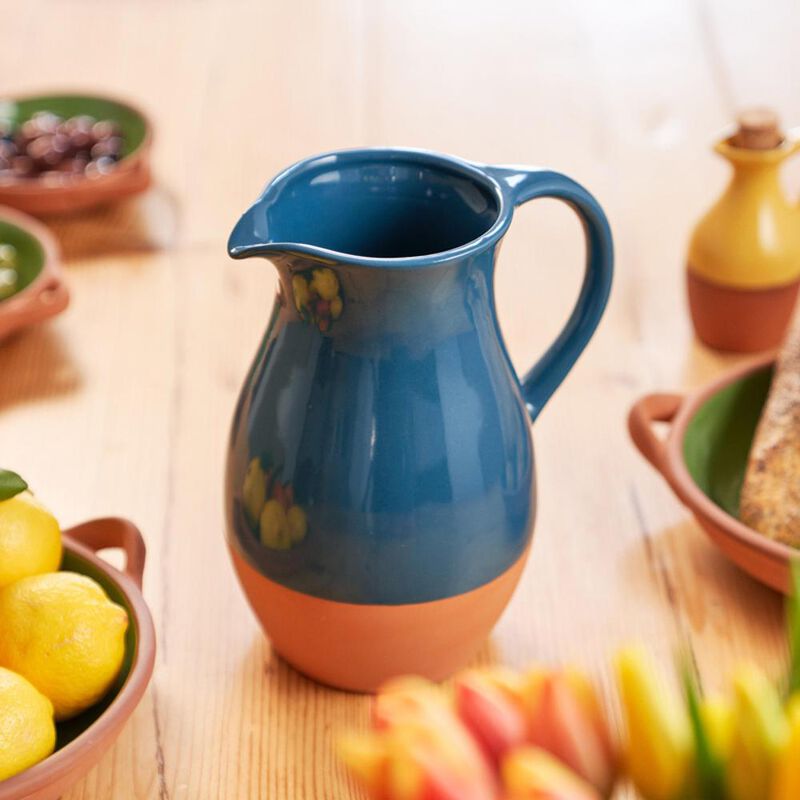 Dexam Sintra Glazed Terracotta Jug - Ink Blue image number 1